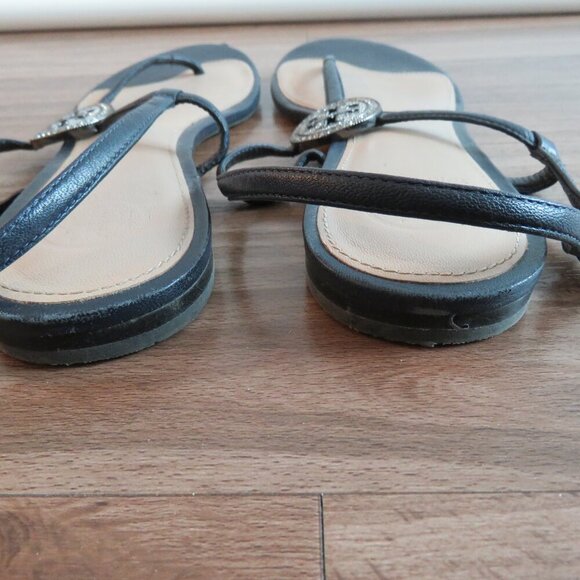 TORY BURCH Liana Flat Jewel Embellished Leather Thong Sandals in Blue Sz US 7.5 - Picture 12 of 15